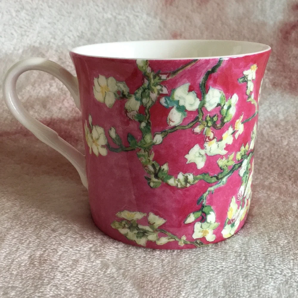 Stechcol Gracie Bone China Ivory Blossoms on Pink Tea Cup NWT 3.25x3.5” - Picture 1 of 16